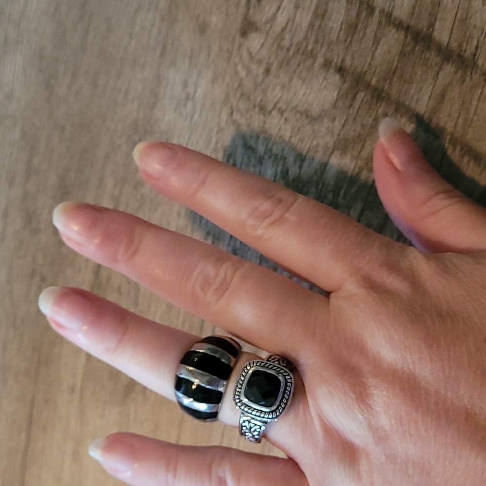 Black sterling silver rings.